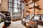 Natural light radiates from cathedral ceiling windows